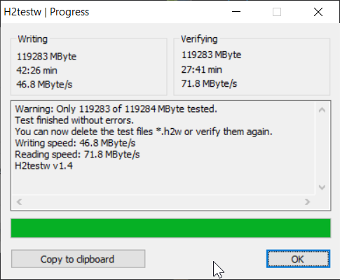 HW2Testw - XrayDisk 128GB Testing Results