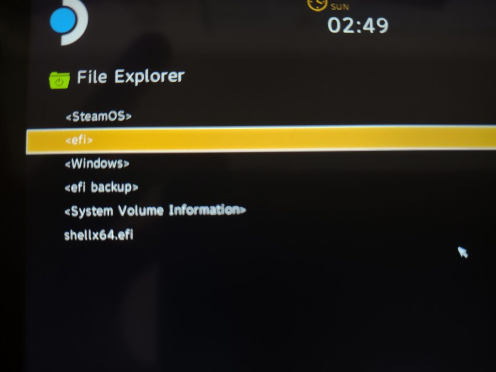 Boot from file: Selecting EFI folder.