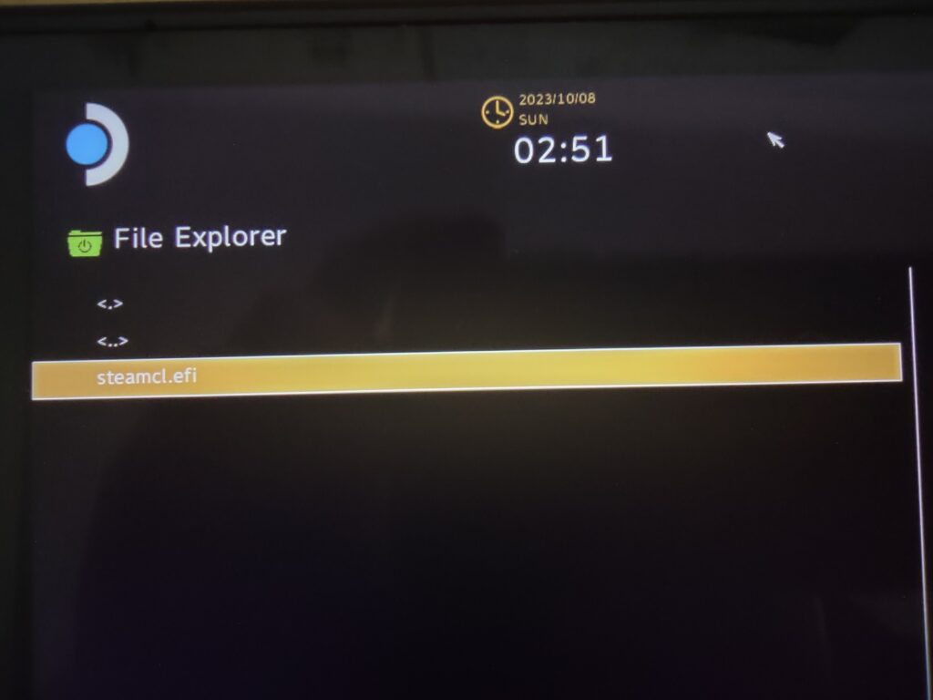 Boot from file: Selecting the bootloader file.