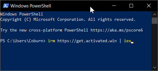 Powershell with the MAS address typed in