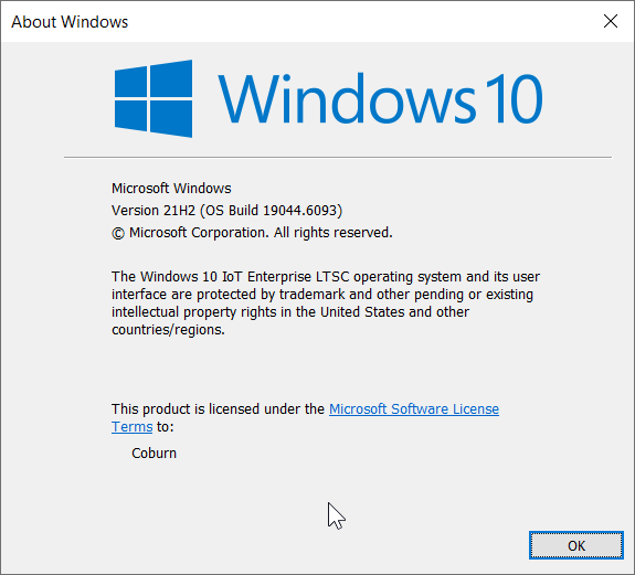 Windows 10 IoT Enterprise versioning info